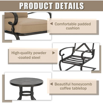 Ensemble de meubles de patio extérieur SUNCROWN 5 pièces, banc de jardin et 2 chaises à ressorts avec 2 tables basses