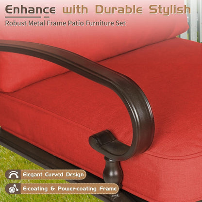 Ensemble de meubles de patio extérieur SUNCROWN 5 pièces, banc de jardin et 2 chaises à ressorts avec 2 tables basses