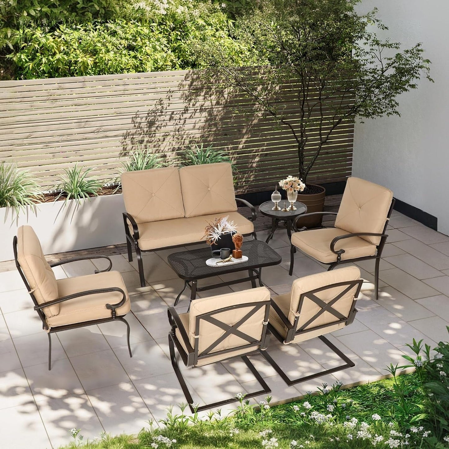 Ensemble de 7 meubles de jardin en métal SUNCROWN