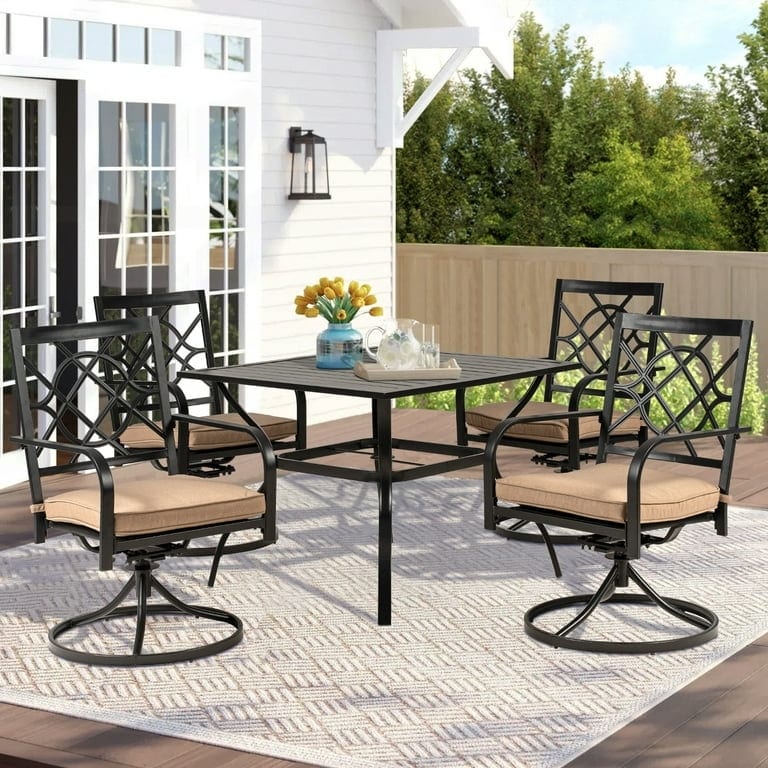 Ensemble de salle à manger d'extérieur en métal 5/7 pièces pour patio