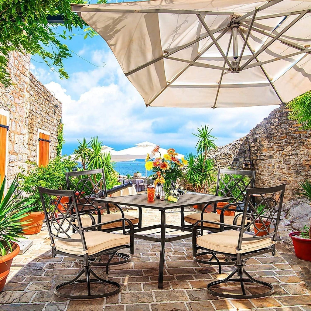 Ensemble de salle à manger d'extérieur en métal 5/7 pièces pour patio
