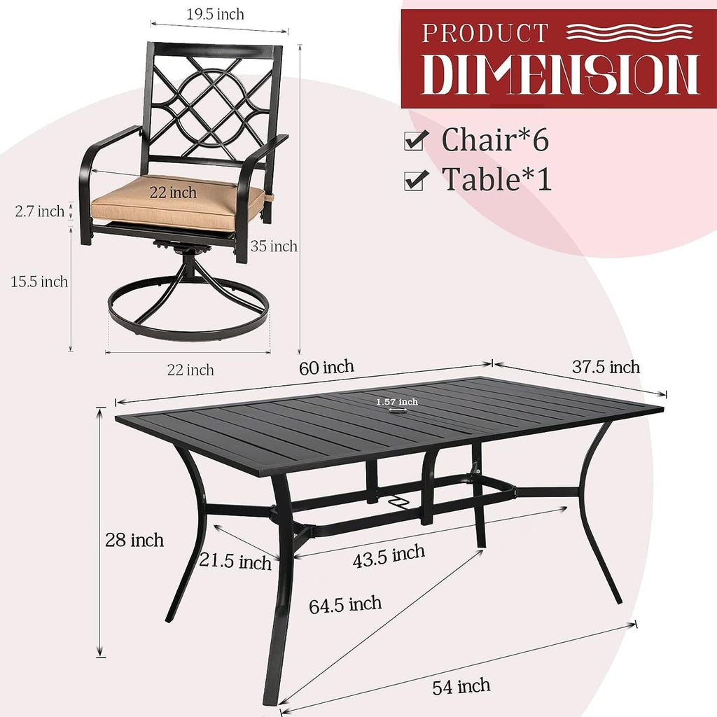 Ensemble de salle à manger d'extérieur en métal 5/7 pièces pour patio