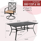 Ensemble de salle à manger d'extérieur en métal 5/7 pièces pour patio