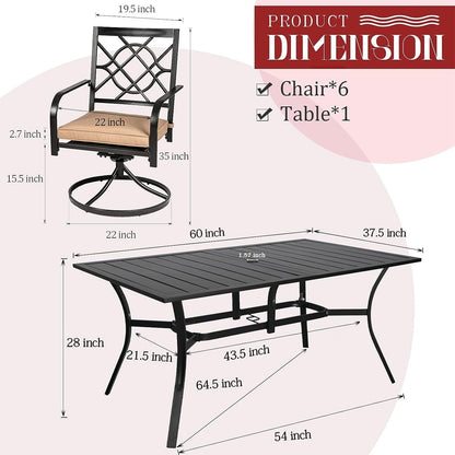 Ensemble de salle à manger d'extérieur en métal 5/7 pièces pour patio