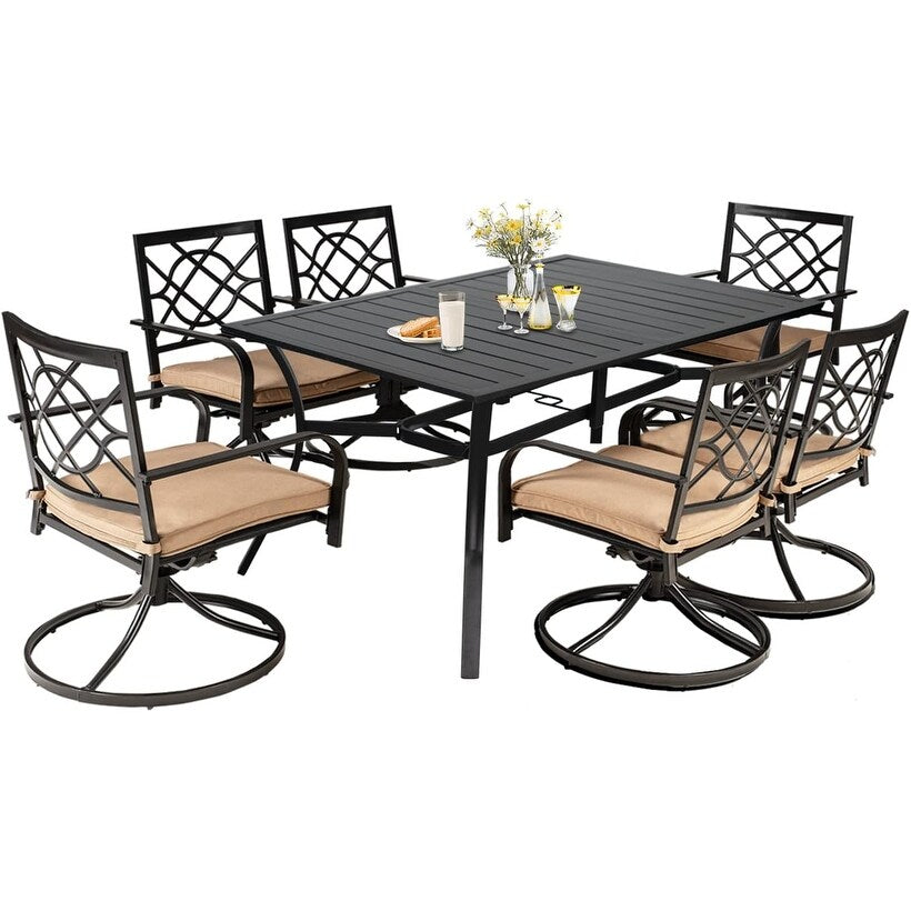 Ensemble de salle à manger d'extérieur en métal 5/7 pièces pour patio