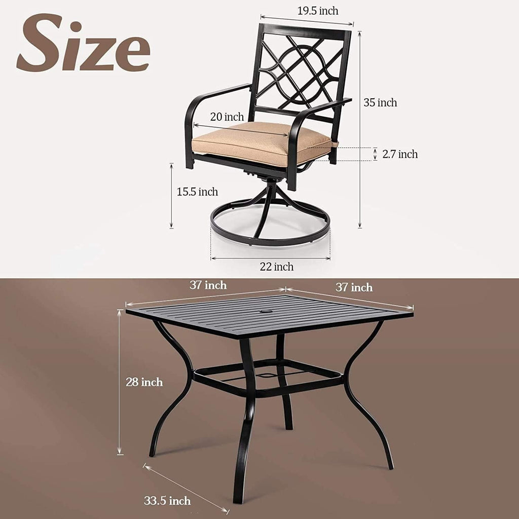Ensemble de salle à manger d'extérieur en métal 5/7 pièces pour patio