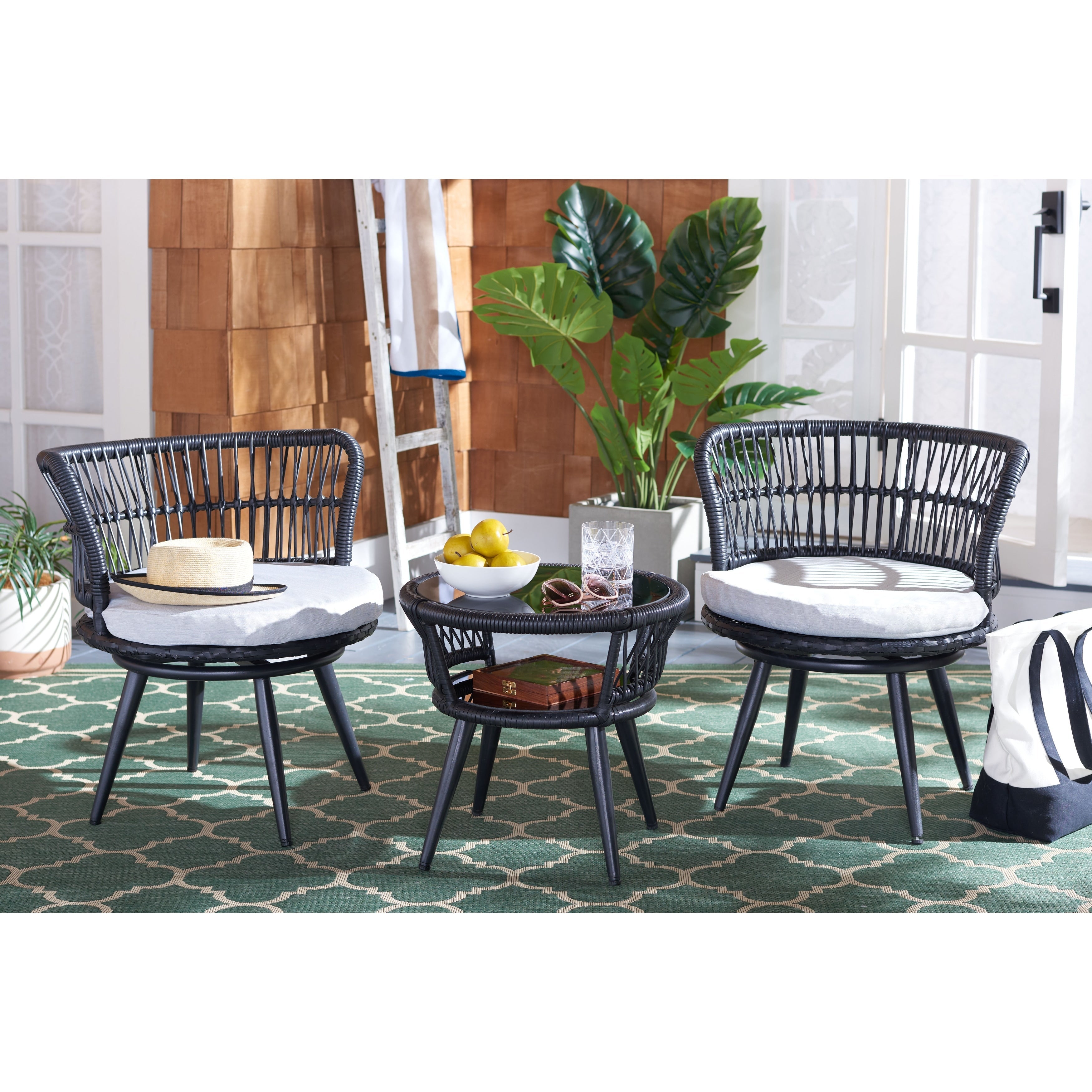 Ensemble de salon d'extérieur Safavieh Kyomi 3 pièces – 26 l x 24 p x 26 h