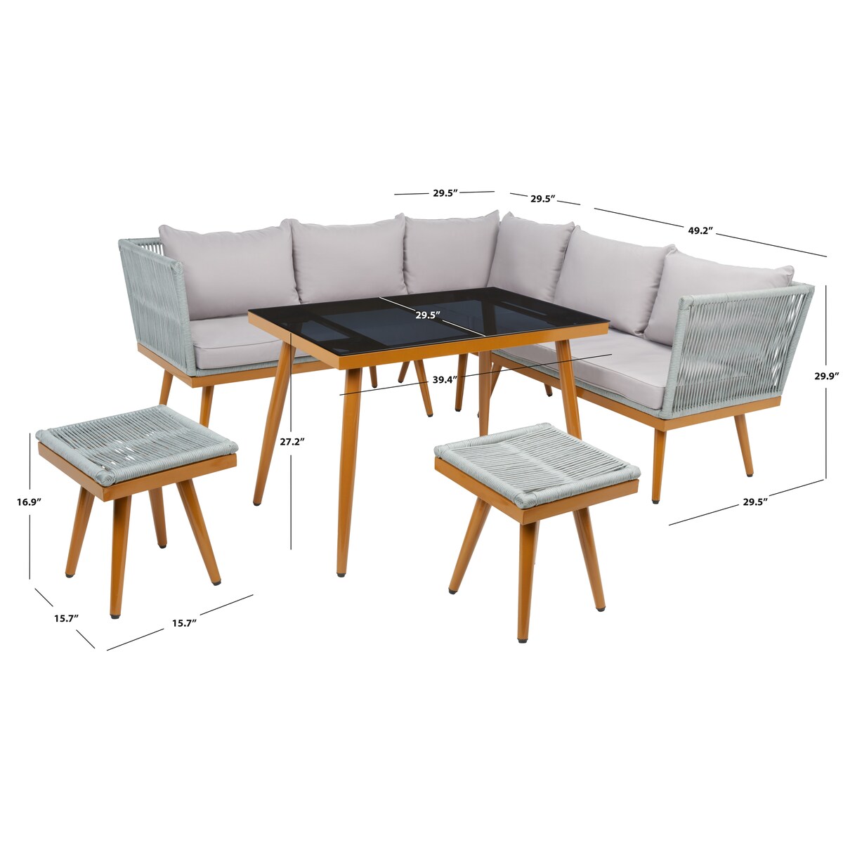 Ensemble de salle à manger d'extérieur Romlin de Safavieh Outdoor Living - 49 x 30 x 30 cm