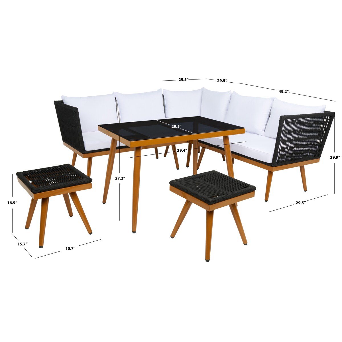 Ensemble de salle à manger d'extérieur Romlin de Safavieh Outdoor Living - 49 x 30 x 30 cm