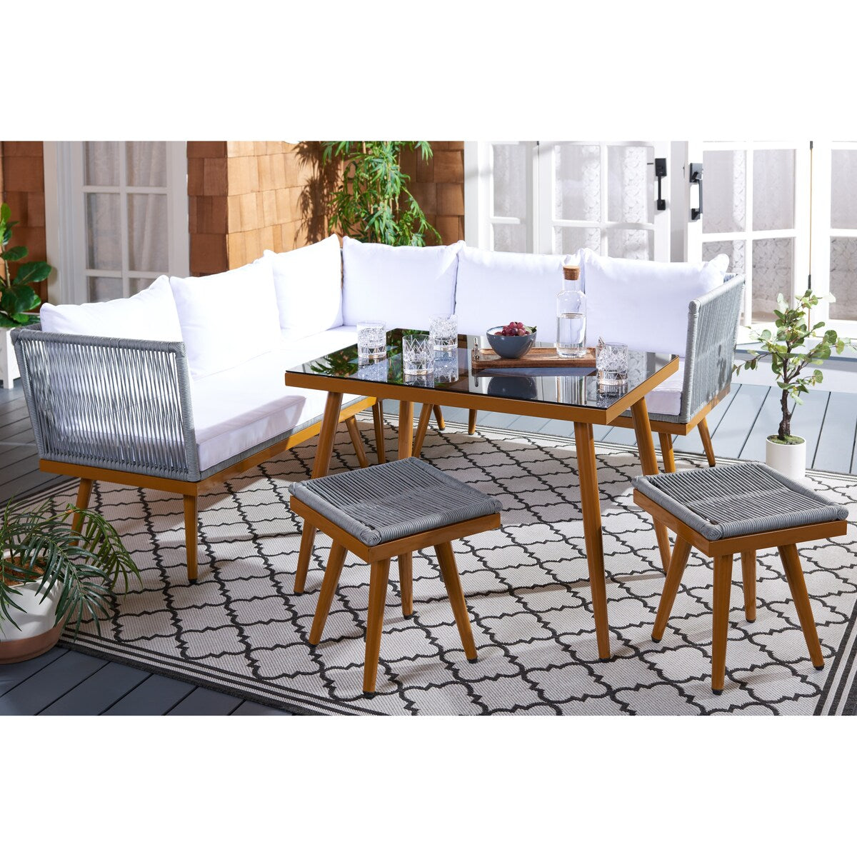 Ensemble de salle à manger d'extérieur Romlin de Safavieh Outdoor Living - 49 x 30 x 30 cm