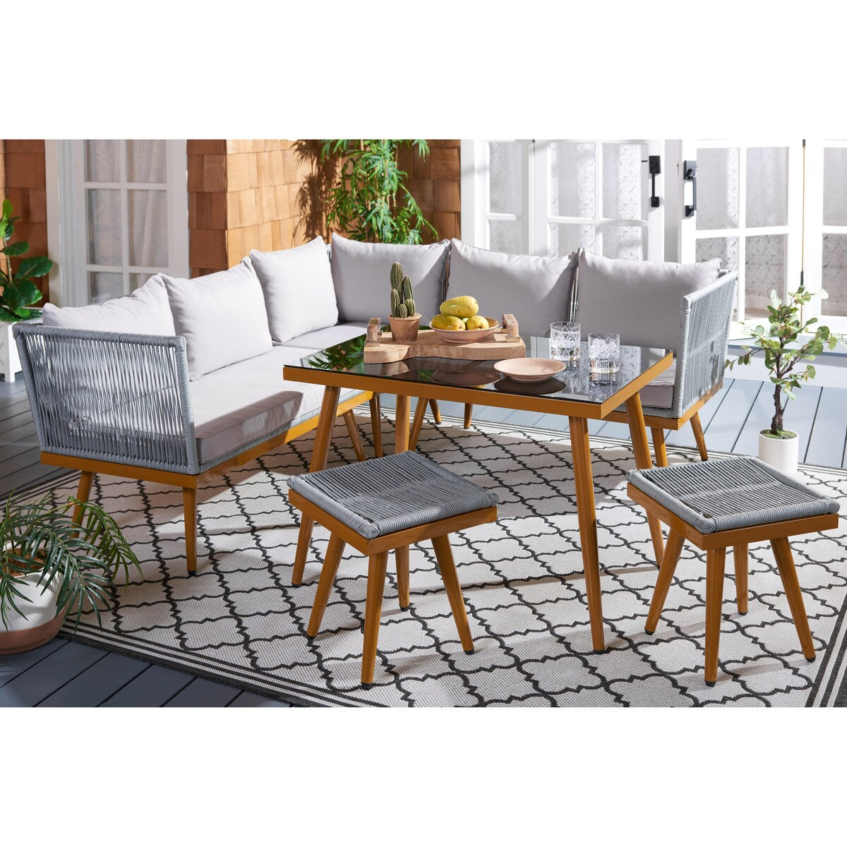 Ensemble de salle à manger d'extérieur Romlin de Safavieh Outdoor Living - 49 x 30 x 30 cm