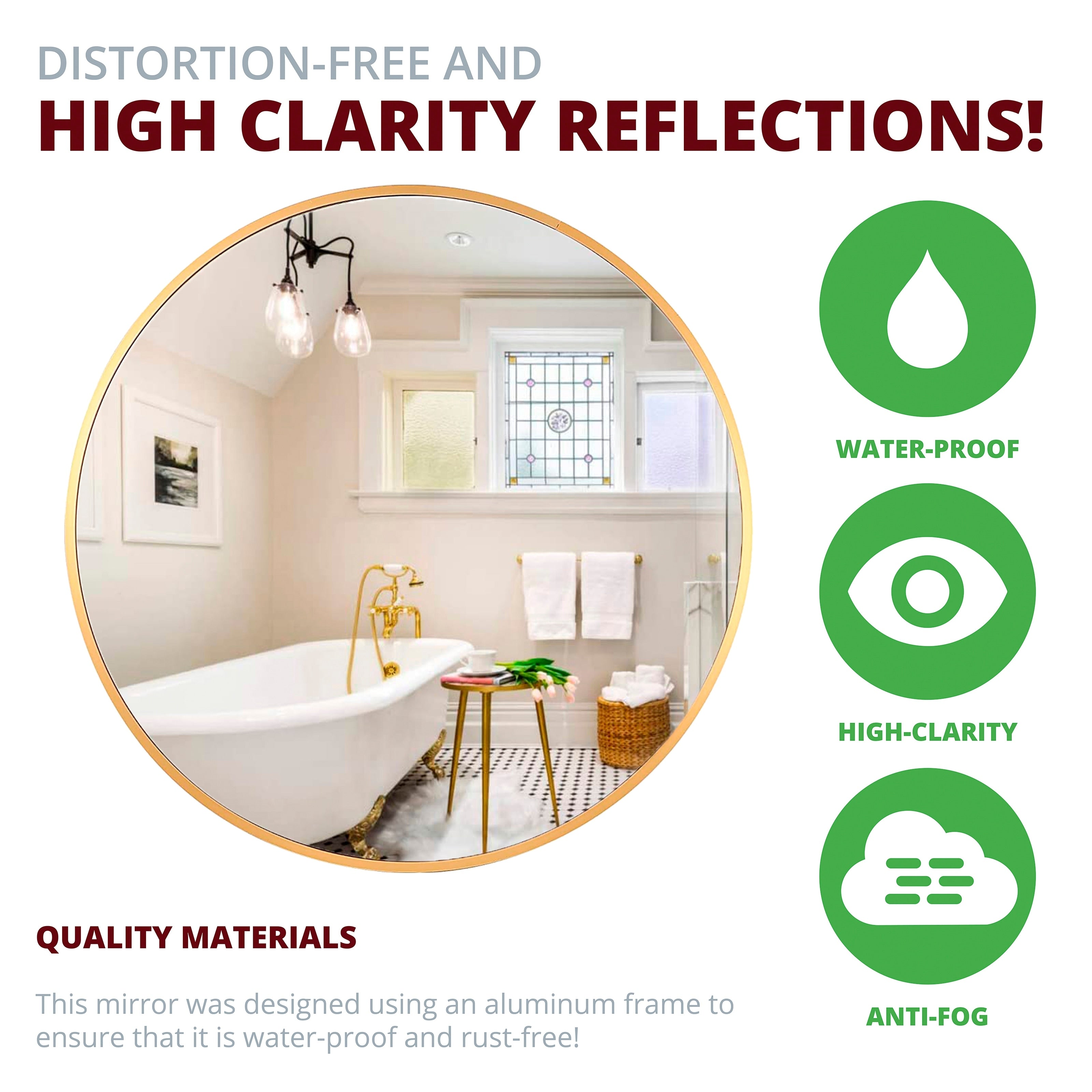Miroir mural rond en aluminium Sage