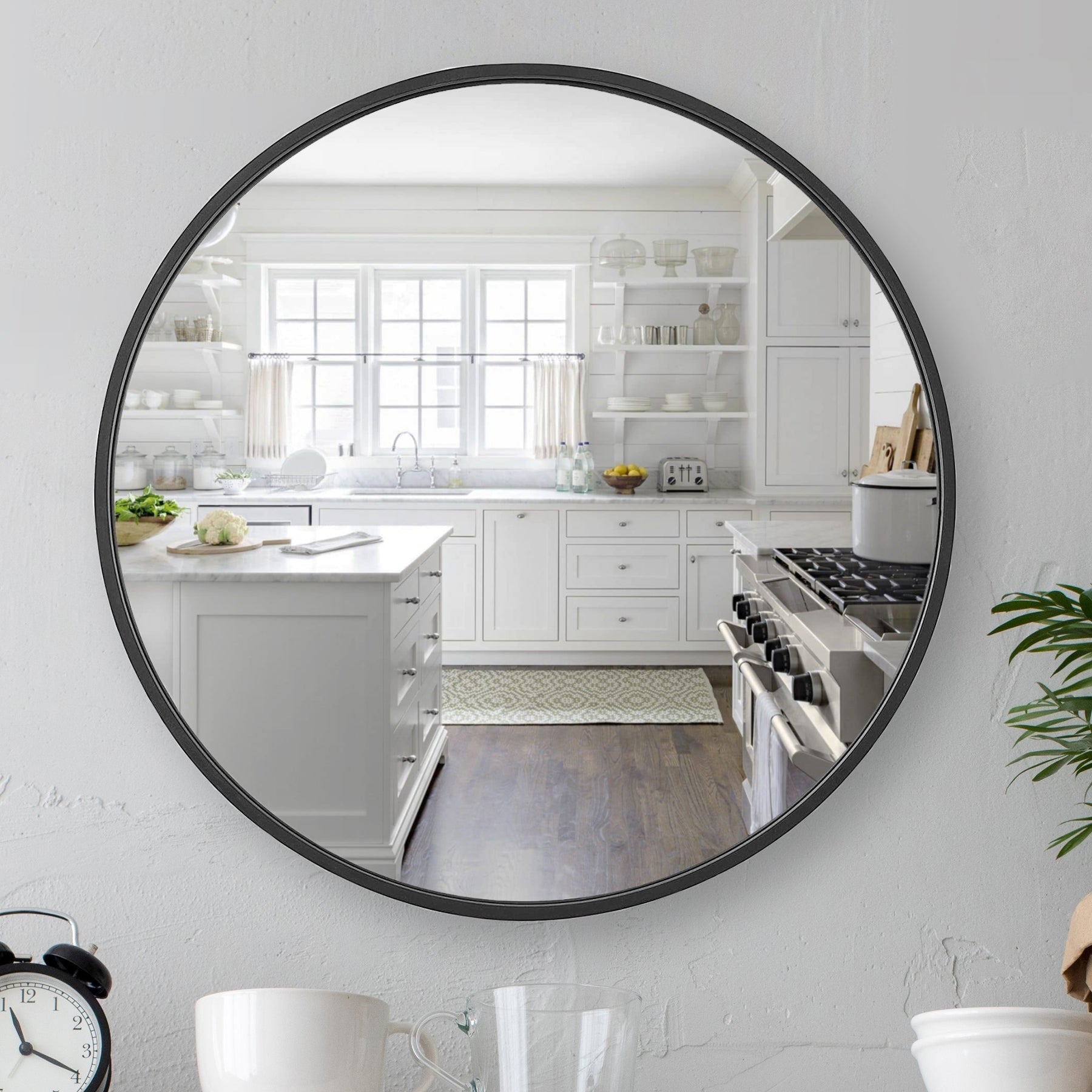 Miroir mural rond en aluminium Sage