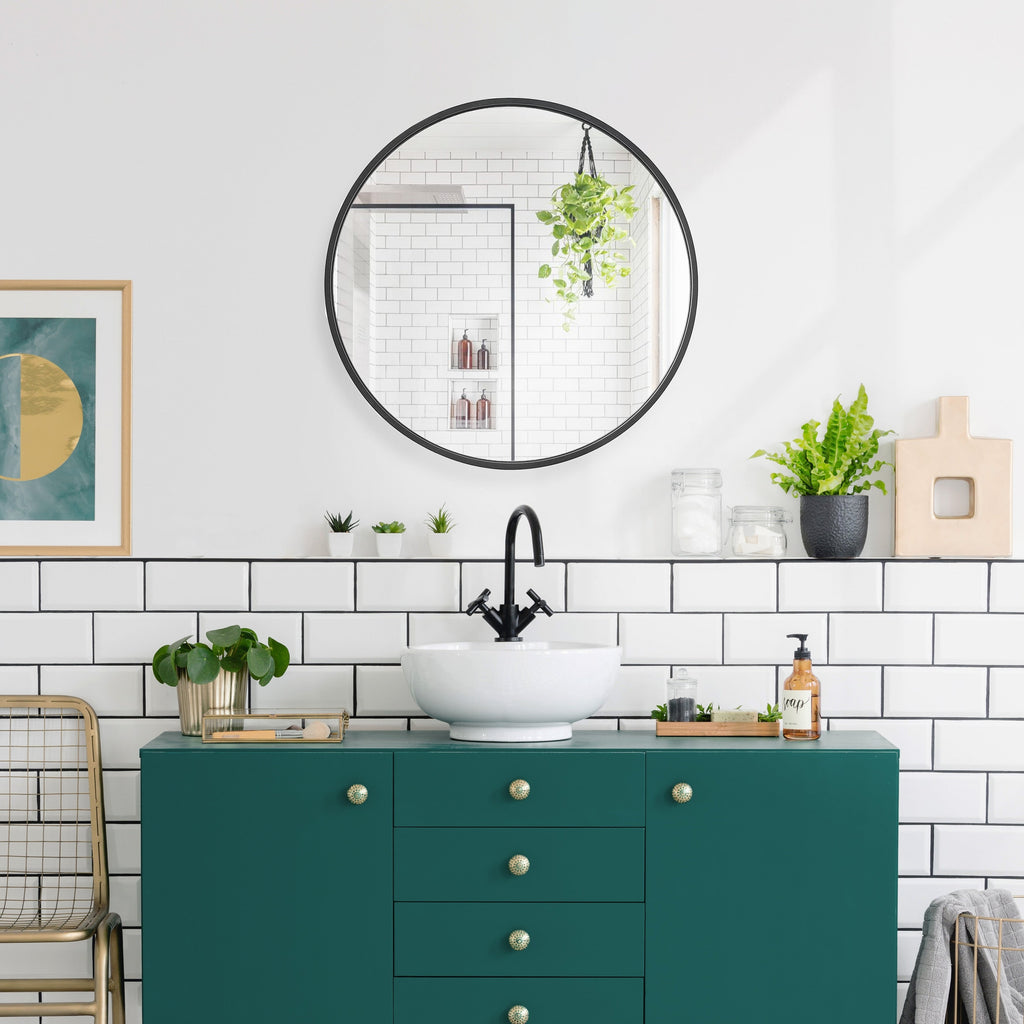 Miroir mural rond en aluminium Sage
