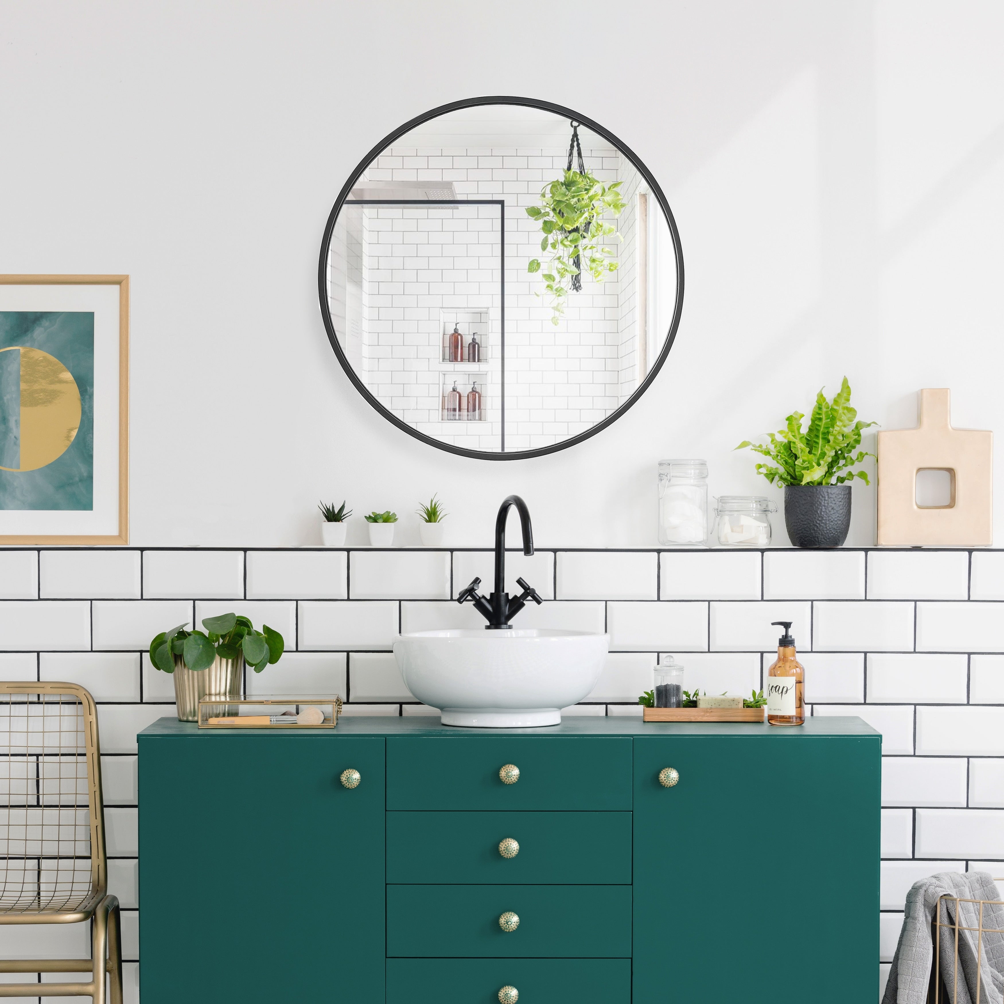 Miroir mural rond en aluminium Sage