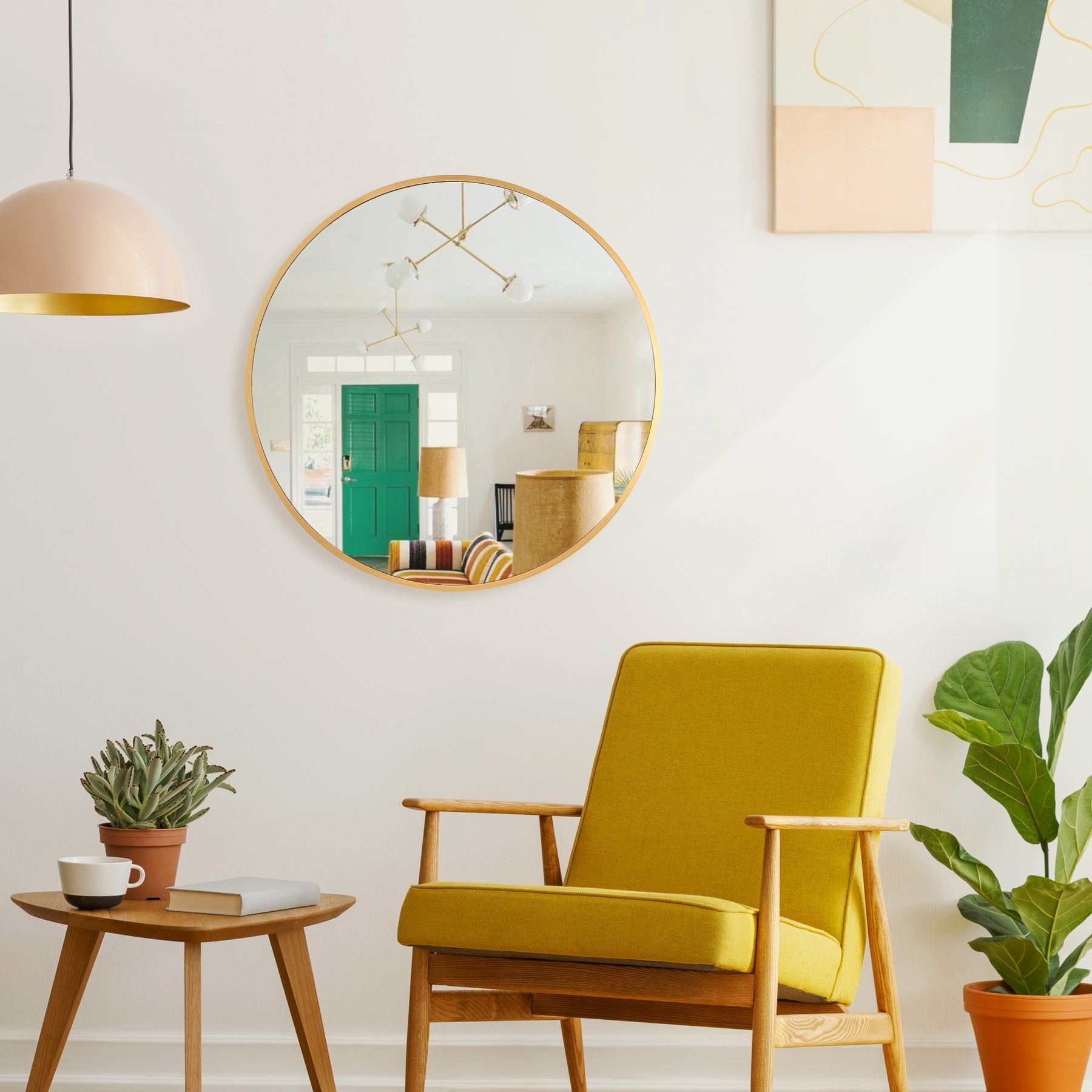 Miroir mural rond en aluminium Sage