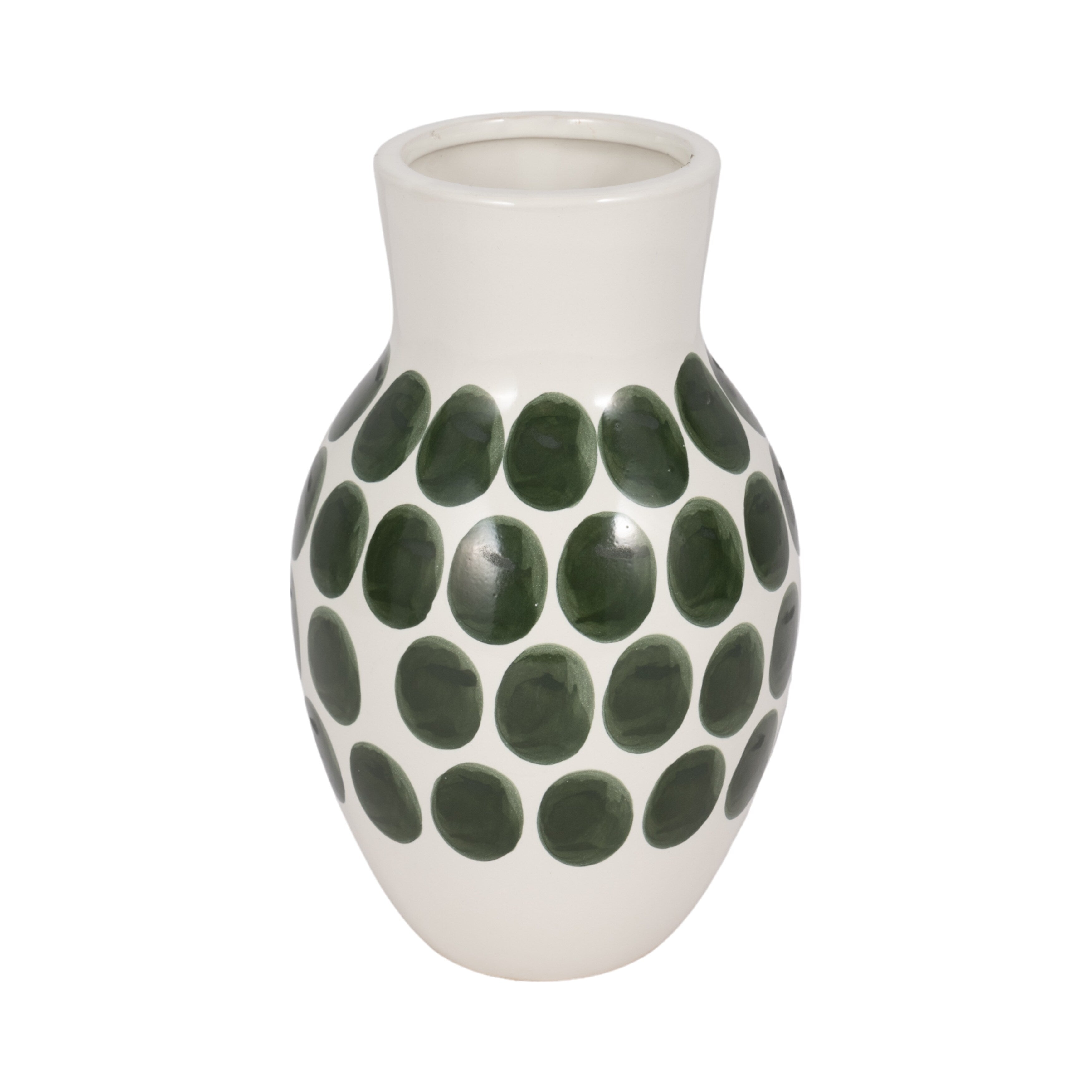 Vase abstrait en céramique blanc et à pois de Sagebrook Home