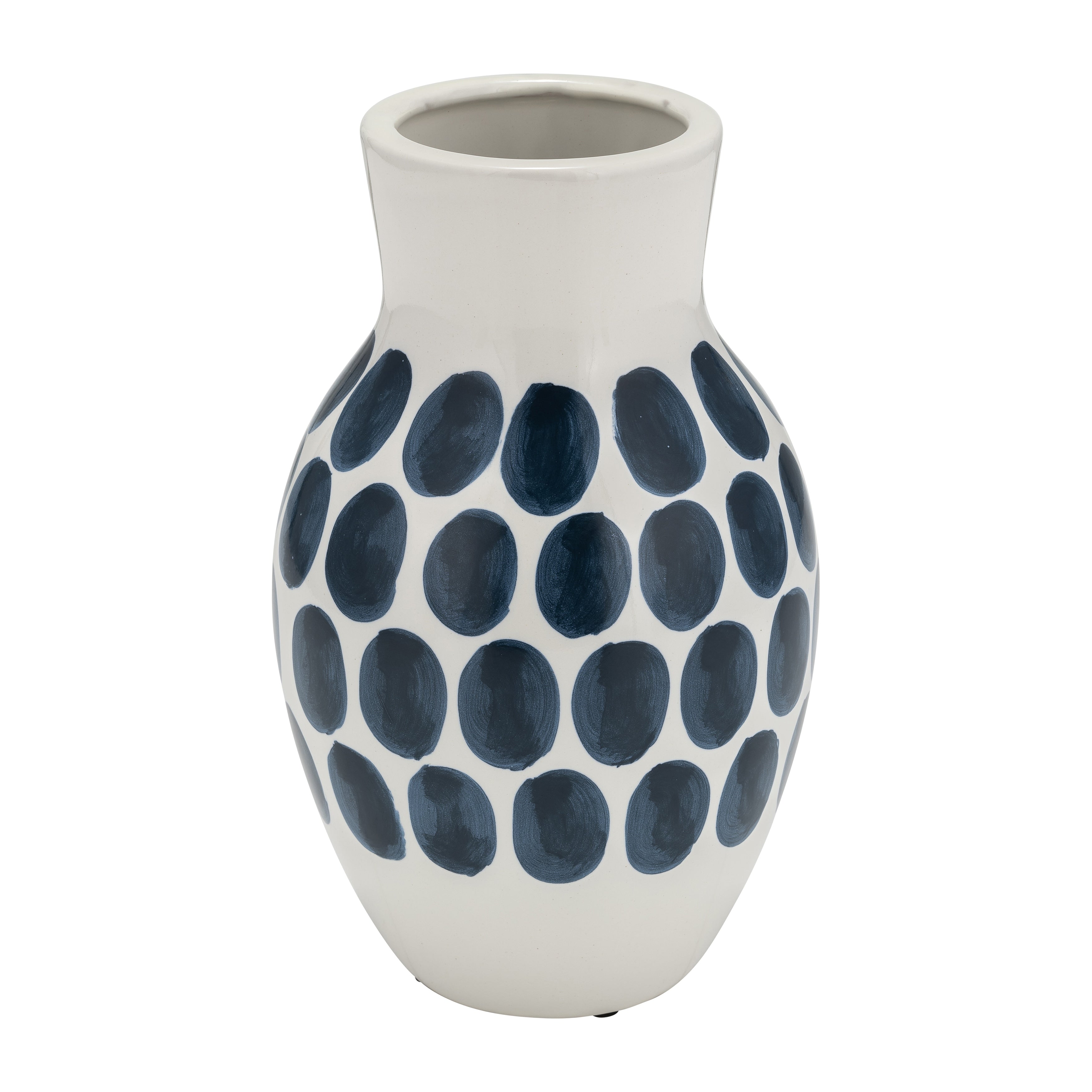 Vase abstrait en céramique blanc et à pois de Sagebrook Home