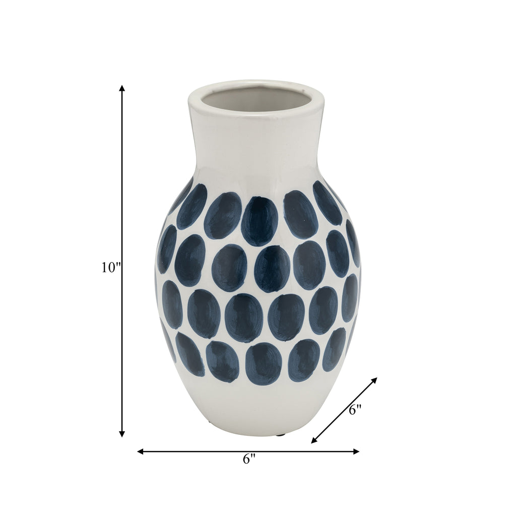 Vase abstrait en céramique blanc et à pois de Sagebrook Home
