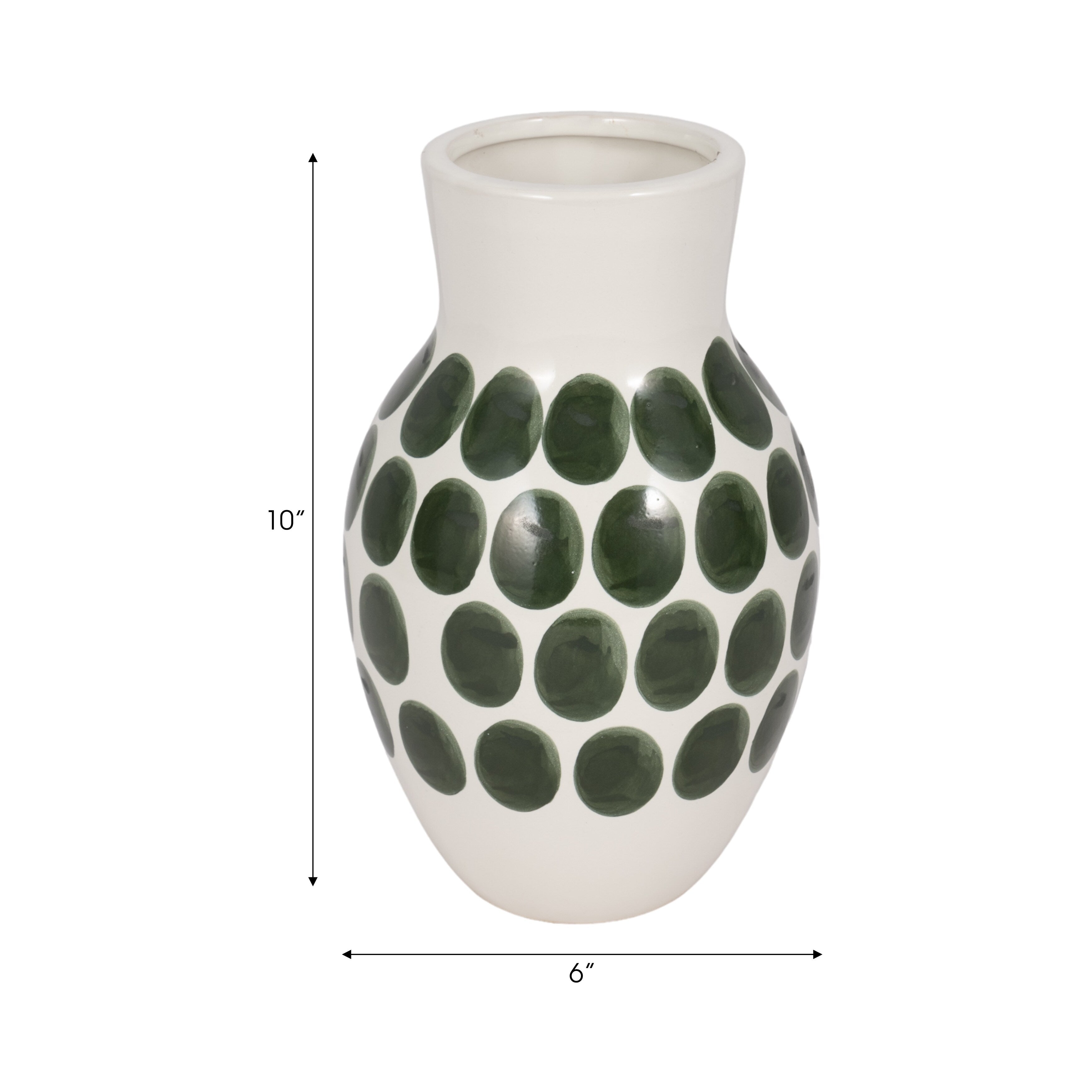 Vase abstrait en céramique blanc et à pois de Sagebrook Home