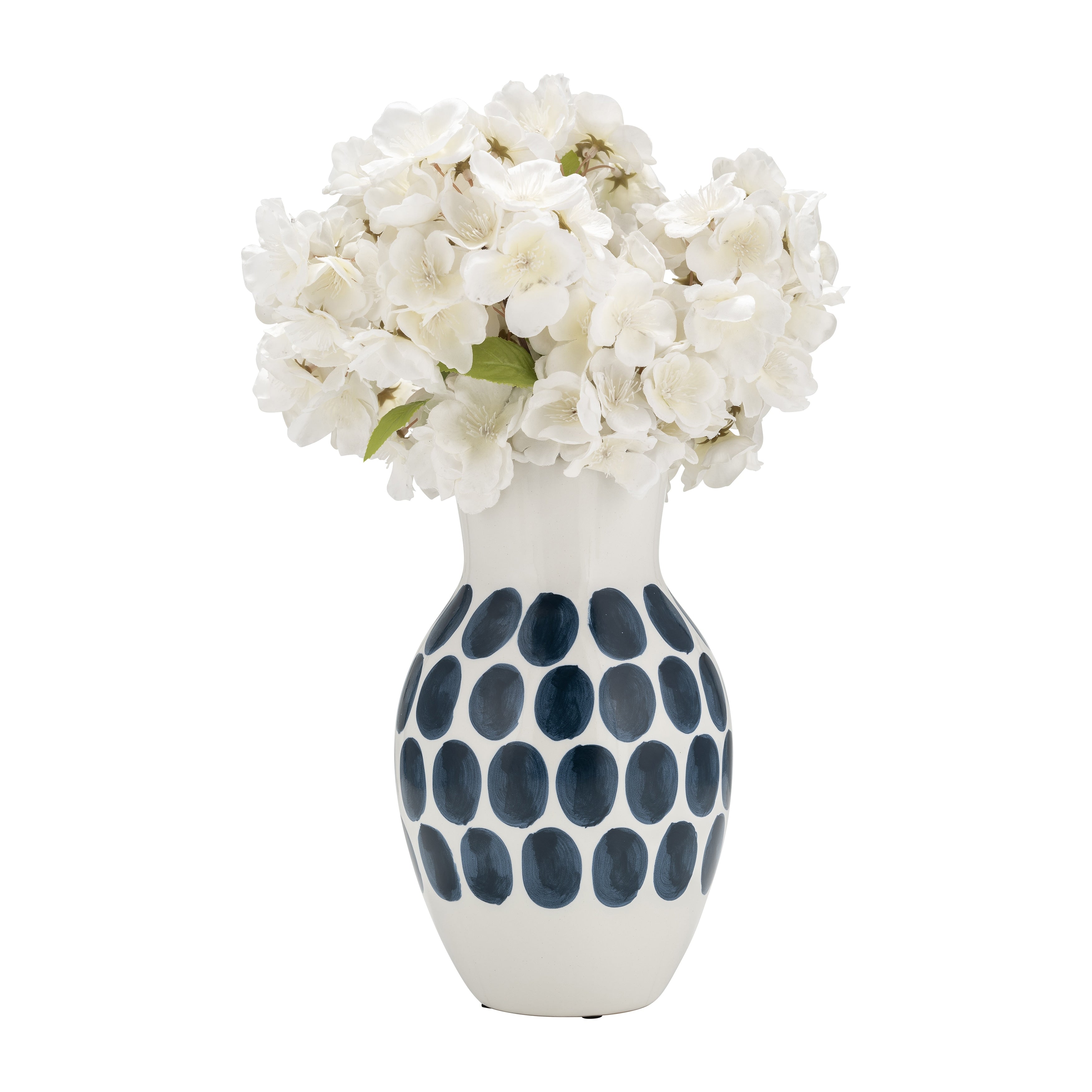Vase abstrait en céramique blanc et à pois de Sagebrook Home