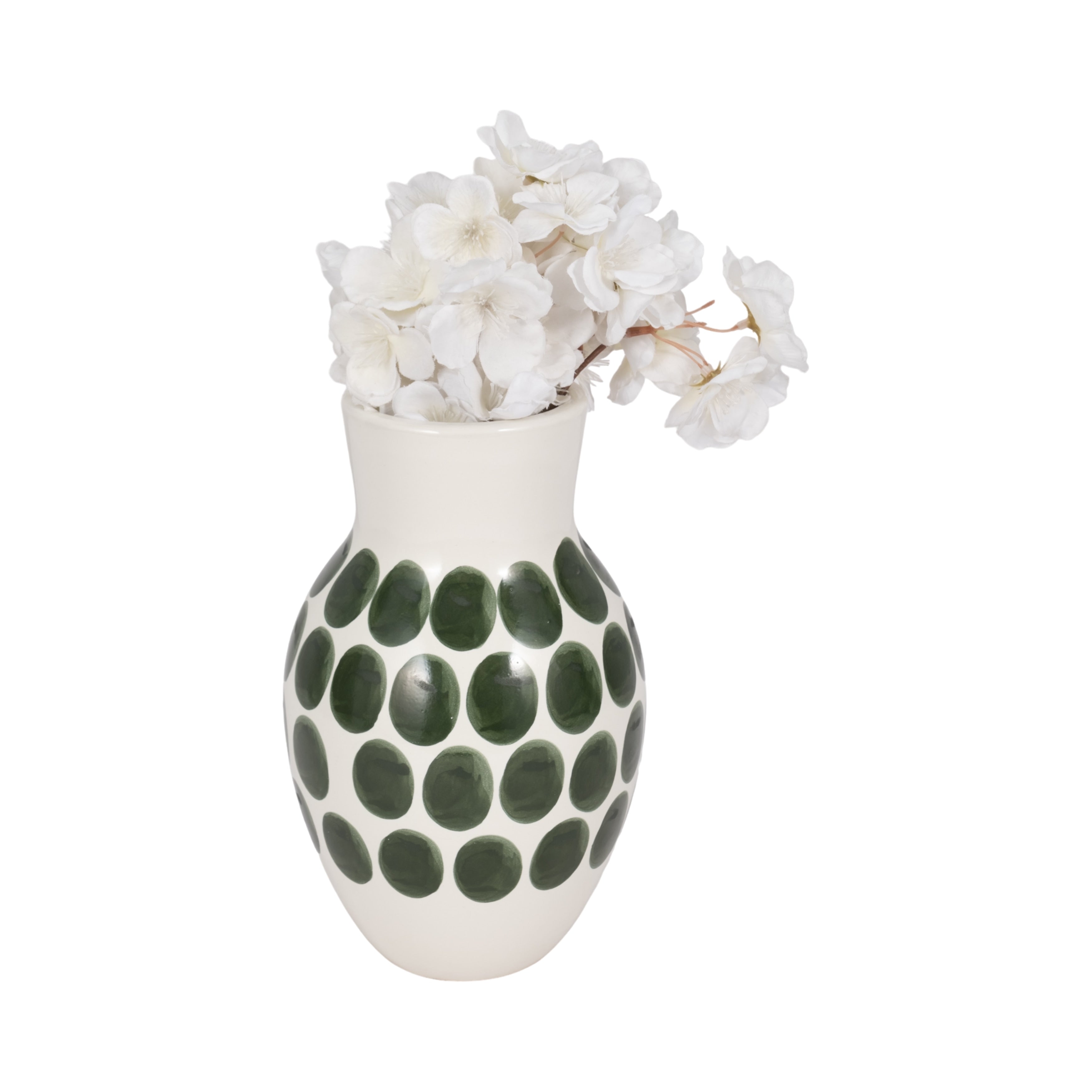 Vase abstrait en céramique blanc et à pois de Sagebrook Home