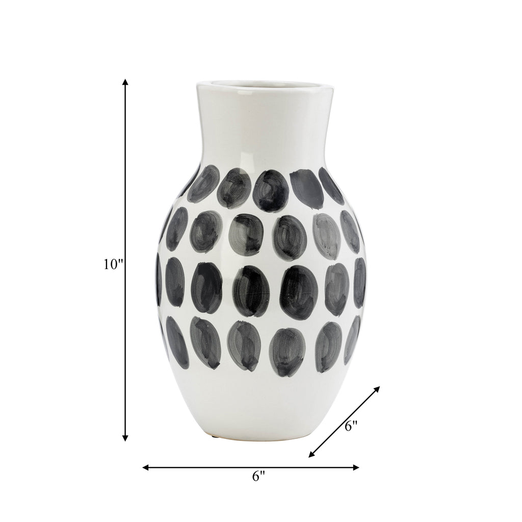 Vase abstrait en céramique blanc et à pois de Sagebrook Home