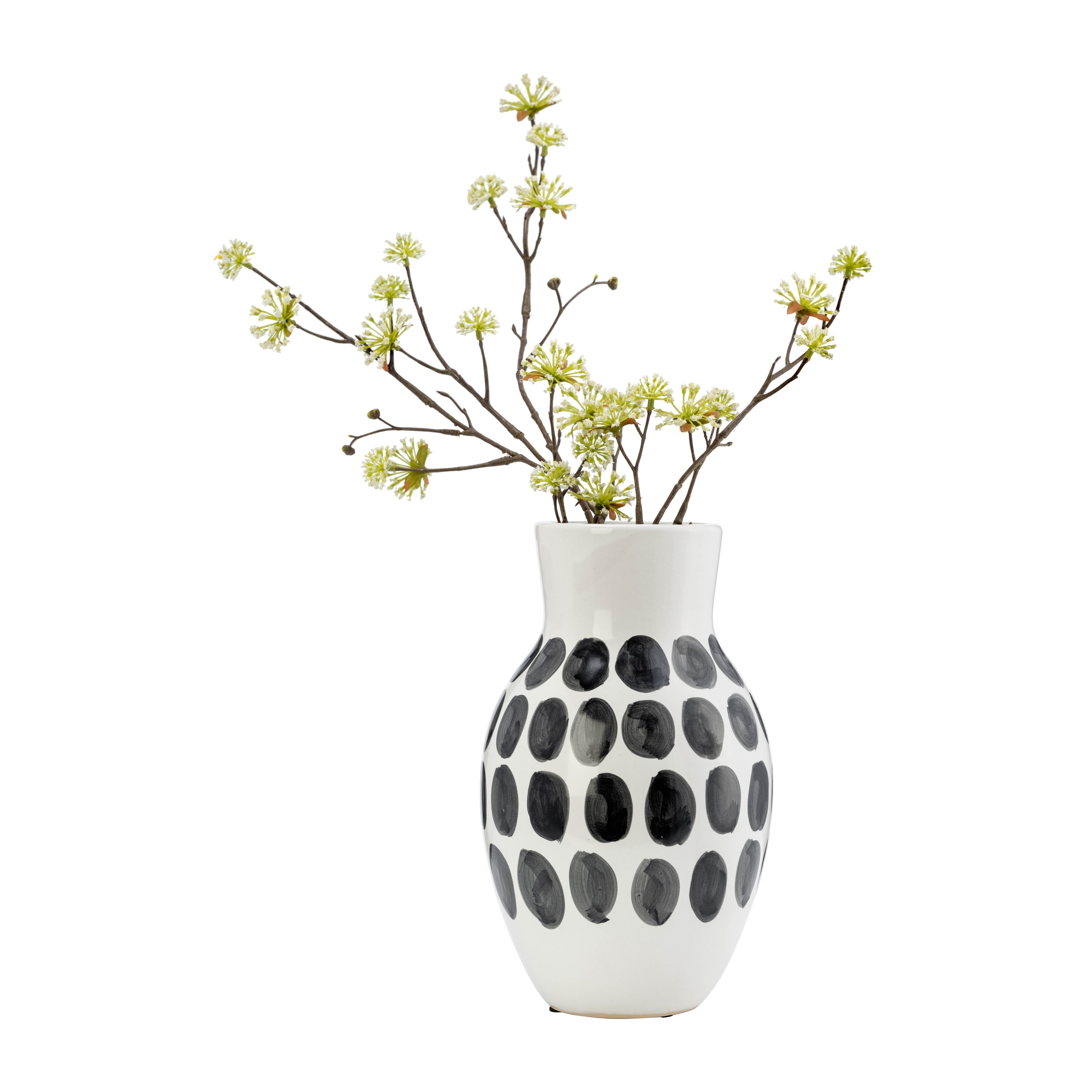 Vase abstrait en céramique blanc et à pois de Sagebrook Home