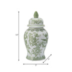 Pot en céramique et grès Sagebrook Home Chinoiserie avec couvercle - Pièce décorative décorative