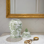 Pot en céramique et grès Sagebrook Home Chinoiserie avec couvercle - Pièce décorative décorative