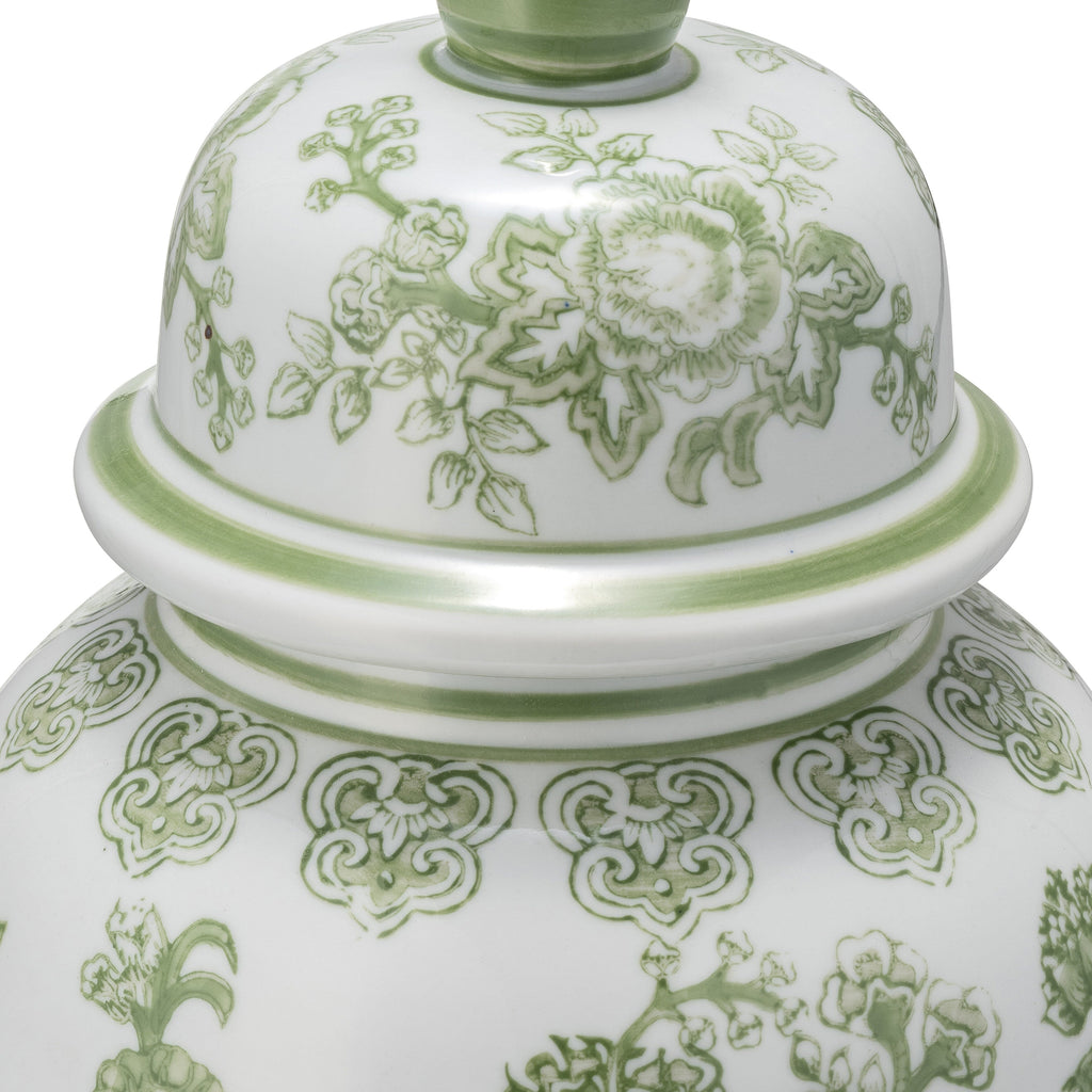 Pot en céramique et grès Sagebrook Home Chinoiserie avec couvercle - Pièce décorative décorative