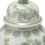 Pot en céramique et grès Sagebrook Home Chinoiserie avec couvercle - Pièce décorative décorative