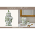 Pot en céramique et grès Sagebrook Home Chinoiserie avec couvercle - Pièce décorative décorative