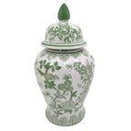 Pot en céramique et grès Sagebrook Home Chinoiserie avec couvercle - Pièce décorative décorative
