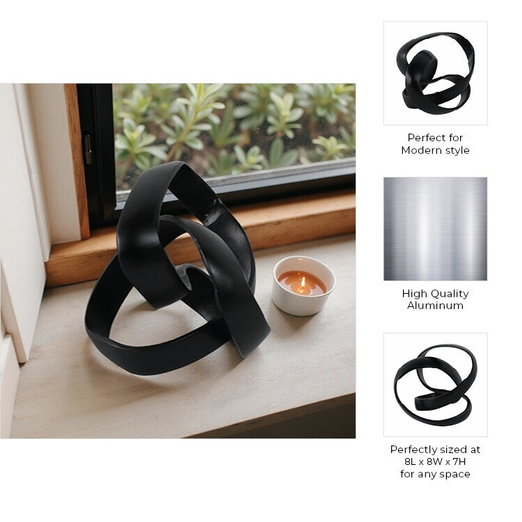 Sagebrook Home - Sculpture décorative abstraite moderne en aluminium entrelacée - 8 x 8 x 7