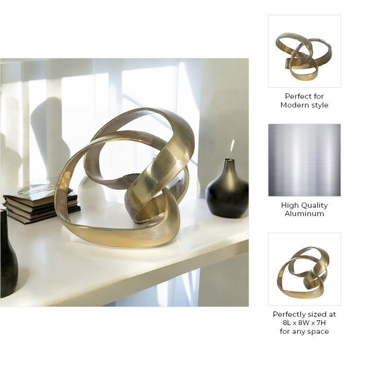 Sagebrook Home - Sculpture décorative abstraite moderne en aluminium entrelacée - 8 x 8 x 7