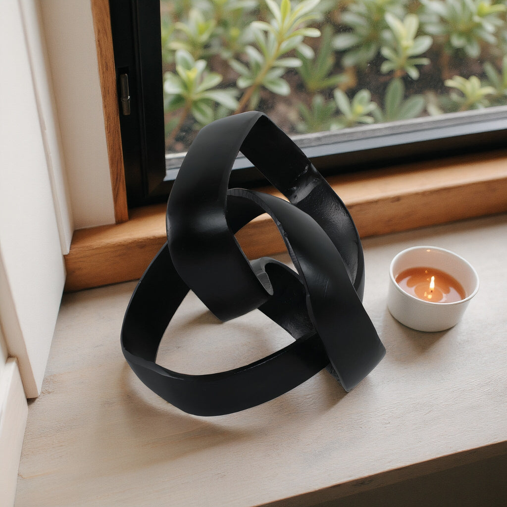 Sagebrook Home - Sculpture décorative abstraite moderne en aluminium entrelacée - 8 x 8 x 7