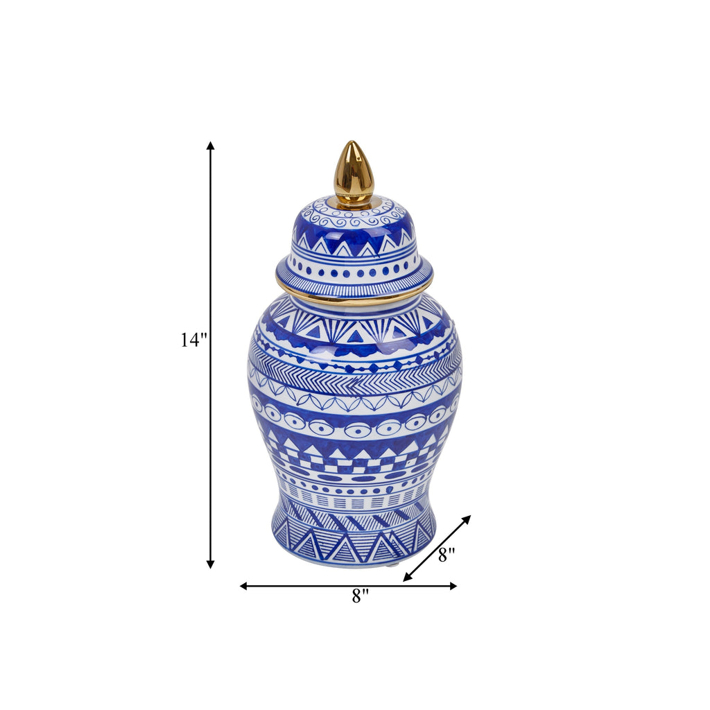 Pot Temple éclectique à motifs Sagebrook Home avec couvercle