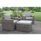 Fauteuils et poufs de rangement Samera 4 pièces en teck et osier