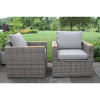 Fauteuils et poufs de rangement Samera 4 pièces en teck et osier
