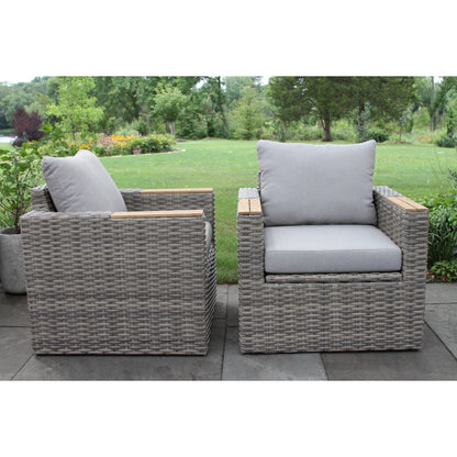 Fauteuils et poufs de rangement Samera 4 pièces en teck et osier