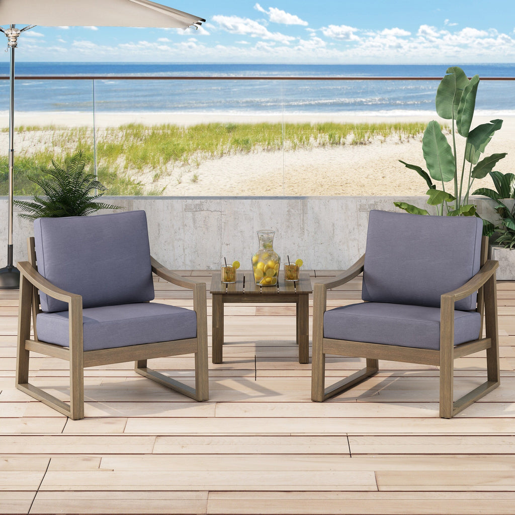 Fauteuils club d'extérieur Samwell en acacia avec coussins imperméables (lot de 2) par Christopher Knight Home