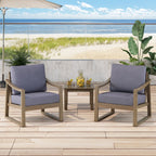 Fauteuils club d'extérieur Samwell en acacia avec coussins imperméables (lot de 2) par Christopher Knight Home