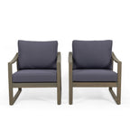 Fauteuils club d'extérieur Samwell en acacia avec coussins imperméables (lot de 2) par Christopher Knight Home