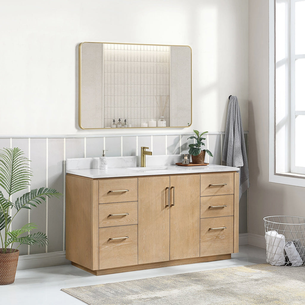 Meuble-lavabo simple San avec dessus en pierre composite sans miroir