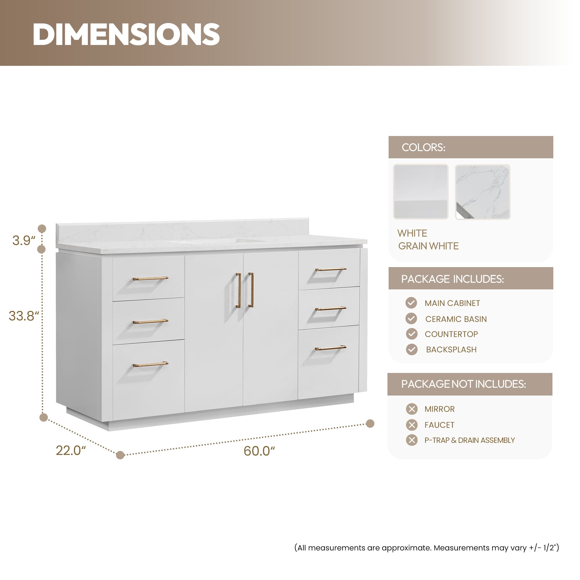 Meuble-lavabo simple San avec dessus en pierre composite sans miroir