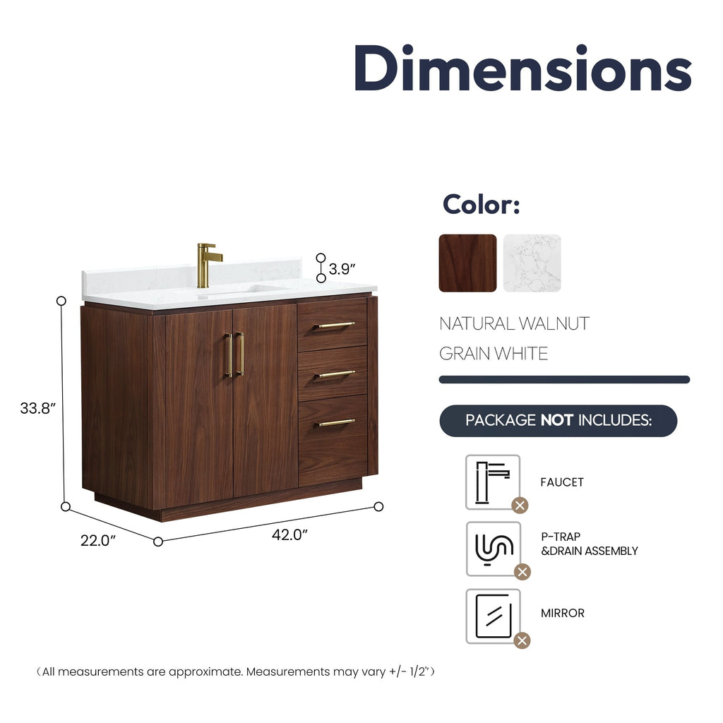 Meuble-lavabo simple San avec dessus en pierre composite sans miroir