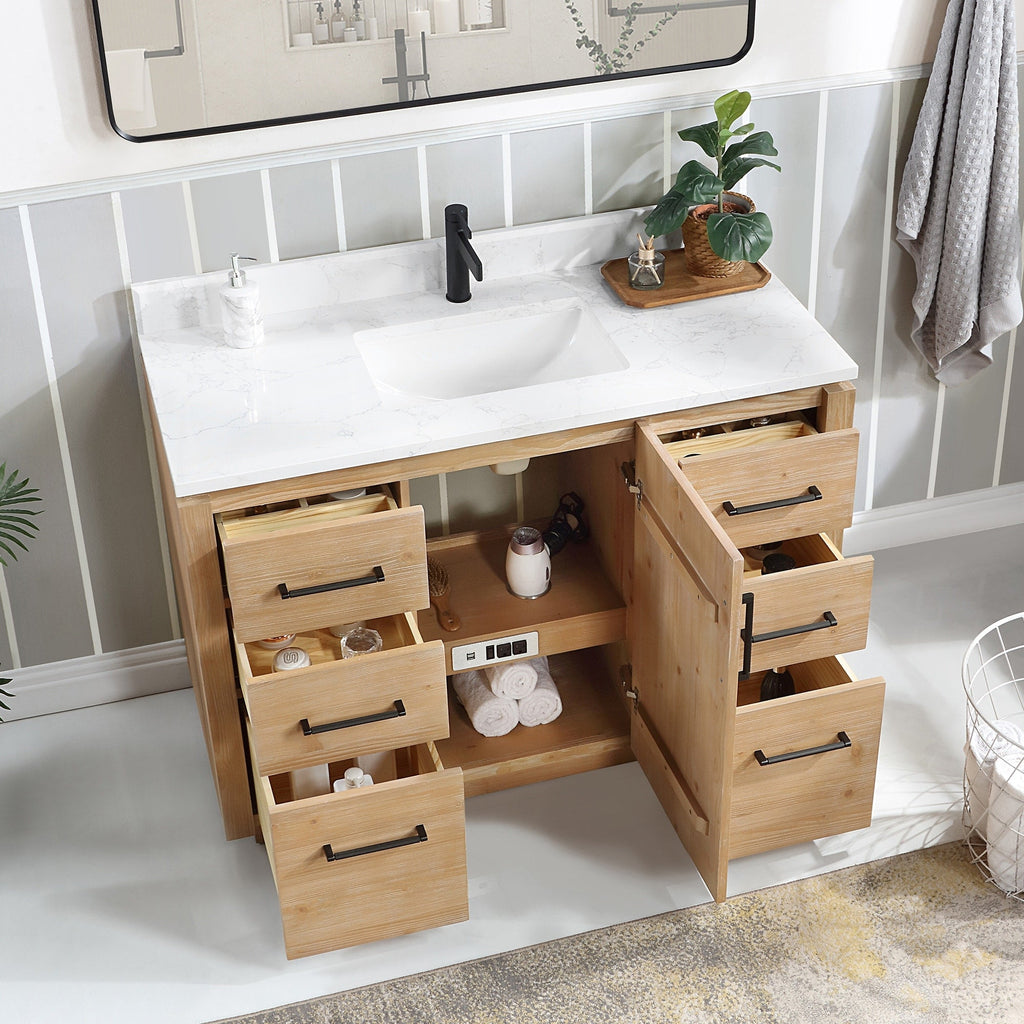 Meuble-lavabo simple San avec dessus en pierre composite sans miroir