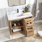 Meuble-lavabo simple San avec dessus en pierre composite sans miroir