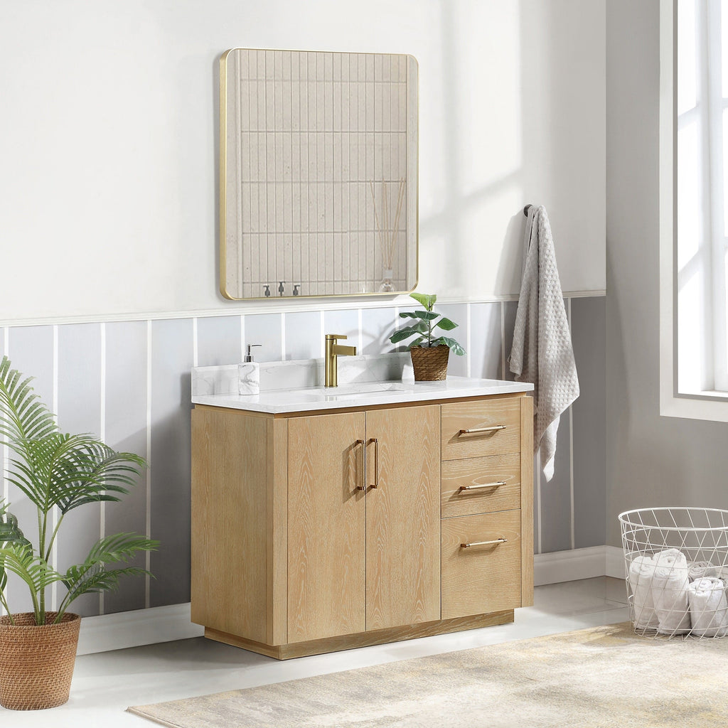 Meuble-lavabo simple San avec dessus en pierre composite sans miroir